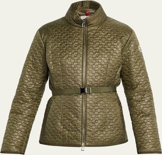 Moncler Geranium Floral-Quilted Short Down Jacket