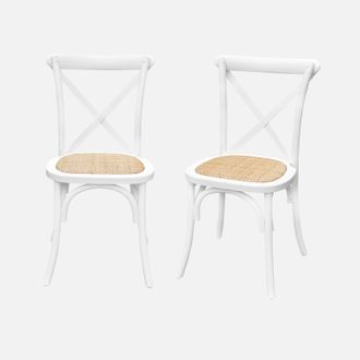 Sweeek Sweeek - Silla De Bistr&oacute; Vintage De Madera, Set De 2, Belleville, Blanco, 48.5x53.5x88.5 Cm