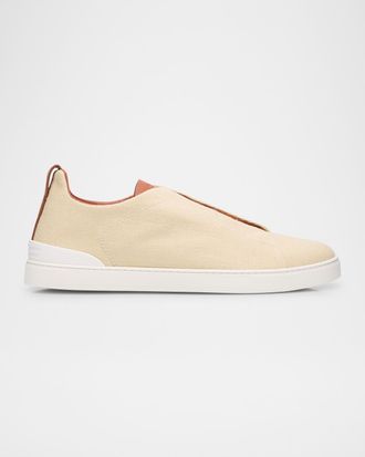 Ermenegildo Zegna Men & apos;s Triple Stitch Linen Slip-On Sneakers