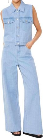 Suncoo Dylan Sleeveless Denim Jacket In Jeans Clair