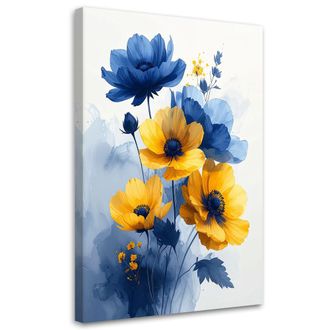 Feeby Impresi&oacute;n De Imagen Flores Bot&aacute;nicas Azules Y Amarillas 70x100
