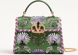 Valentino Garavani Valentino Garavani Mini Vsling Embroidered Handbag With Jewel Logo Wo
