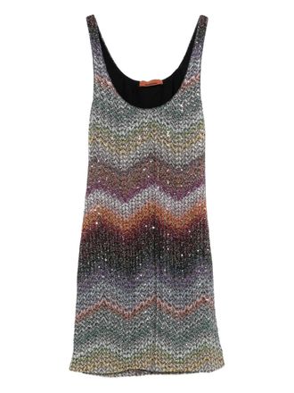 Missoni scoop-neck mini dress - women - Viscose/Metallised Fibres/Polyamide - 38 - Grey