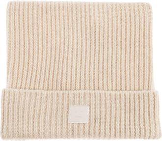 Acne Studios Face Logo Square Beanie - unisex - Hoeden - Beige - ONE Size - Wol - Accessoires