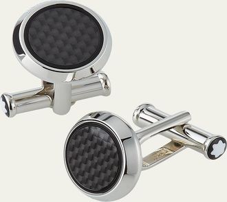 Montblanc Mens Round Carbon Fiber Cufflinks