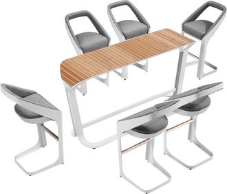 Higold Premium Outdoor Bar-Set Onda 6+1, Weiss/Grau