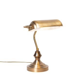 QAZQA Cl&aacute;sico/antiguo L&aacute;mpara De Mesa Cl&aacute;sica/l&aacute;mpara De Notario Bronce - Banker Acero Alargada Adecuado Para Led Max. 1 X 60 Watt - Qazqa