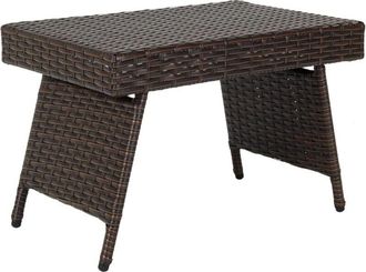 Costway Costway - Mesa Baja de de Jardín Mimbre Plegable, Mesa de Exterior con Tabla en pvc y Estructura en Acero Resistente, Almohadillas Antideslizantes