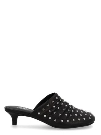Ash Black Eloise Leather Studded Open Back Mules