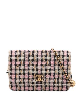 Chanel 2021-2025 Quilted Tweed Pearl Crush Wallet on Chain crossbody bag - Pink