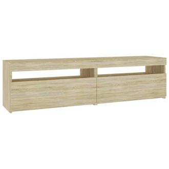 Berkfield Home TV Cabinets 2 pcs with LED Lights Sonoma Oak 75x35x40 cm in Light Tan | Size: 75 x 35 x 40 cm