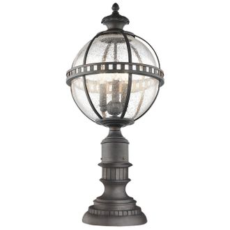 Netlighting Halleron 3 Light Outdoor Pedestal Lantern Grey IP44 E14