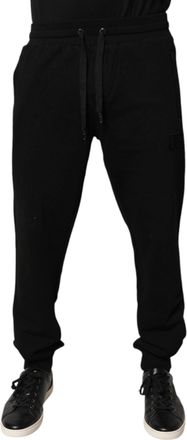Dolce & Gabbana Black Cotton Mid Waist Jogger SweatMens Mens Pants