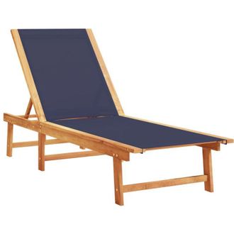 vidaXL Vidaxl - Tumbona De Madera Maciza De Acacia Y Textileno Azul