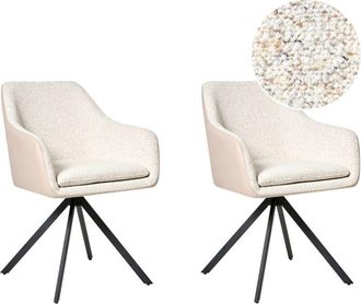 Beliani Beliani - Conjunto de 2 sillas de comedor tapizadas de bouclé beige claro Lithia
