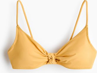 H&M Wattiertes Bikinitop mit Knotendetail - Yellow
