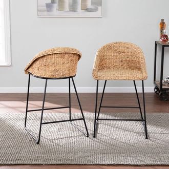 SEI Landrine Water Hyacinth Counter Stools 2Pc Set