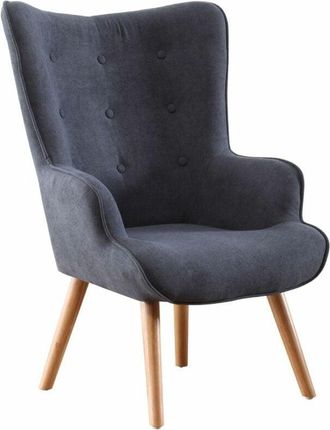 Home Heavenly Home Heavenly - Butaca tapizada DAKOTA, respaldo alto y reposabrazos redondeados, patas de madera, 95x71x75 cm. Color: Tejido Gris