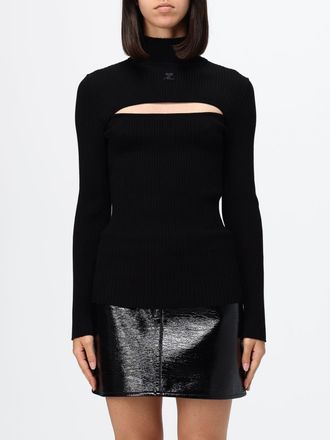 Courr&egrave;ges Mock Neck Stretch-Viscose Jumper with Cut-Out Detail