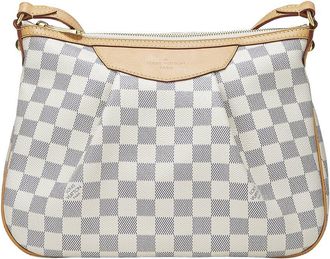 Louis Vuitton Cream Damier Azur Canvas & Vachetta Leather Siracusa Pm (Authentic Pre-Loved)