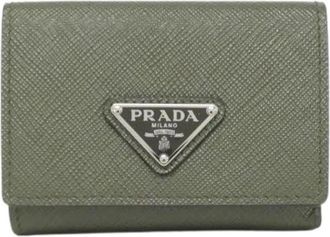 Prada Pre-owned Wallets, female, Green, Size: ONE SIZE Pre-owned Leather Wallet
