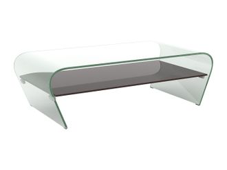 Vente-Unique Mesa de centro KELLY - Cristal curvado - Repisa negra lacada