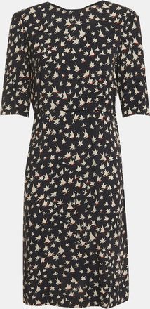 Marni Navy Blue Abstract Print Crepe Mini Sheath Dress