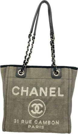 Chanel Gray Canvas Tote Bag (Pre-Owned)
