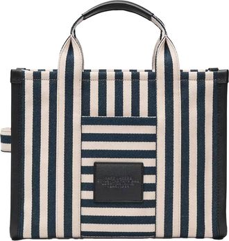 Marc Jacobs Womens Tote Bag Stripe Canvas Blue Sea Multi Cotton Handbags Hand