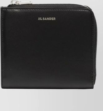 Jil Sander leather logo print zip wallet
