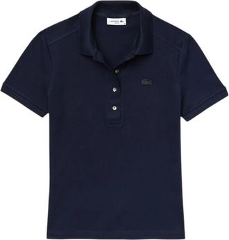 Lacoste Blauwe Polo Shirt met Geborduurde Krokodil - Dames - Polos - Blauw - 3XL - Katoen - Tops