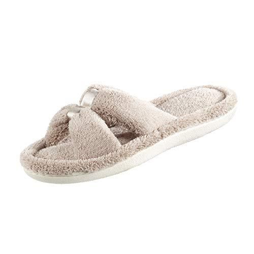 Isotoner Chaussons Signature X-Slide pour femme, bordure en satin