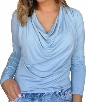 LnA Roma Cowl Neck Top In Starlight Blue
