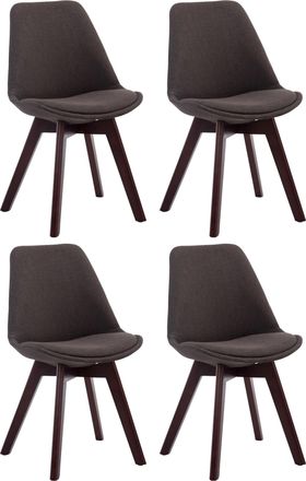Clp Clp - Set De 4 Sillas Borneo Para Comedor En Tela Gris Oscuro Nogal