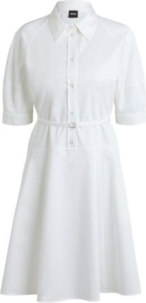 BOSS Shirt dress in stretch cotton with half placket