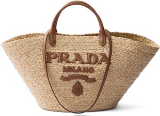 Prada Natural logo-appliqu tote