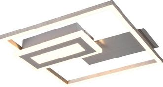 Trio Plafoniera LED, metallo, nichel opaco, 33x4,5x30 cm, Spiro