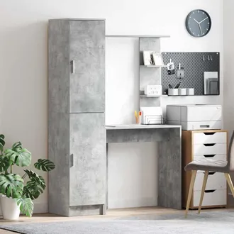 vidaXL Vidaxl Scrivania Grigio Cemento 113.5 X 39 X 168 Cm 2 Pz