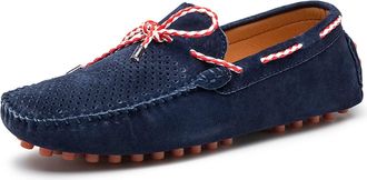 Generic Mens Loafers Shoes PU Suede Vamp Deck Shoes Design 1-Eye Perforated Option Breathable Resistant Anti-Slip Flat Heel Lightweight Comfortable Fashion(Na