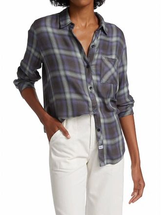 Rails Womens Hunter Button Down Shirt In Mint Ash Blue