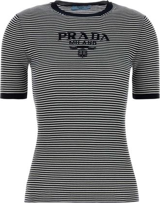 Prada Embroidered Silk T Shirt