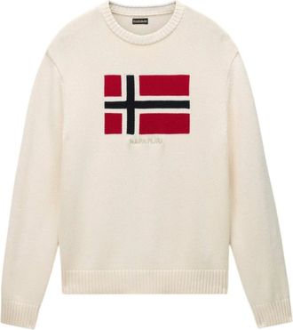 Napapijri Su&eacute;ter con adorno de bandera - Knitwear - Hombre - Beige - 2XL