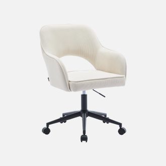 Sweeek Sweeek - Silla De Oficina De Pana Con Ruedas, Jim, Blanco Roto, 60x62x99 Cm