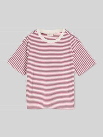 Tom Tailor Denim Boxy Fit T-Shirt aus reiner Baumwolle in Mauve Melange, Gr&ouml;&szlig;e XS