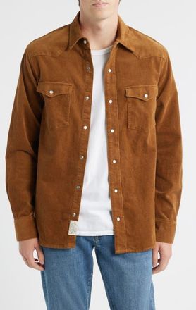 Schott NYC Cotton Corduroy Western Shirt in Tobacco at Nordstrom, Size Xx-Large