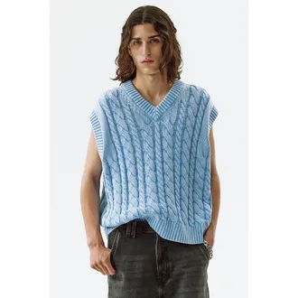 H&M Relaxed Fit Cotton Sweater Vest in Light Dusty Blue at Nordstrom, Size Medium