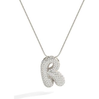 Mint & Lily Pave Bubble Initial Necklace in Silver /Letter R at Nordstrom