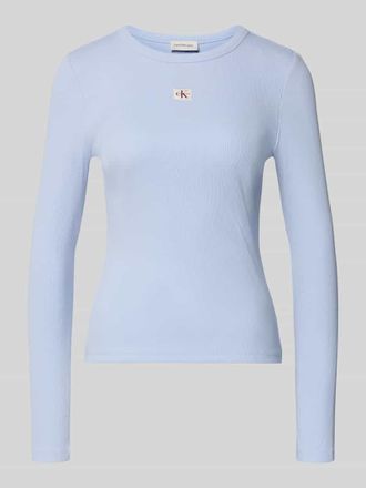 Calvin Klein Jeans Longsleeve mit Label-Detail in Hellblau, Gr&ouml;&szlig;e S