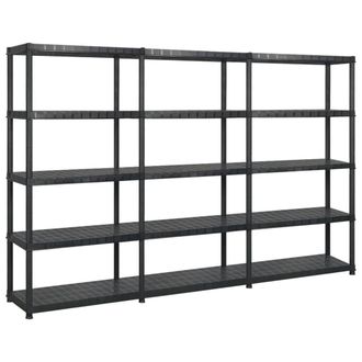 Berkfield Home Storage Shelf 5-Tier Black 255x40x185 cm Plastic | Size: 255 x 40 x 185 cm