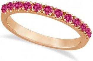 Allurez Pink Sapphire Stackable Band Ring Guard in 14k Rose Gold (0.38ct)